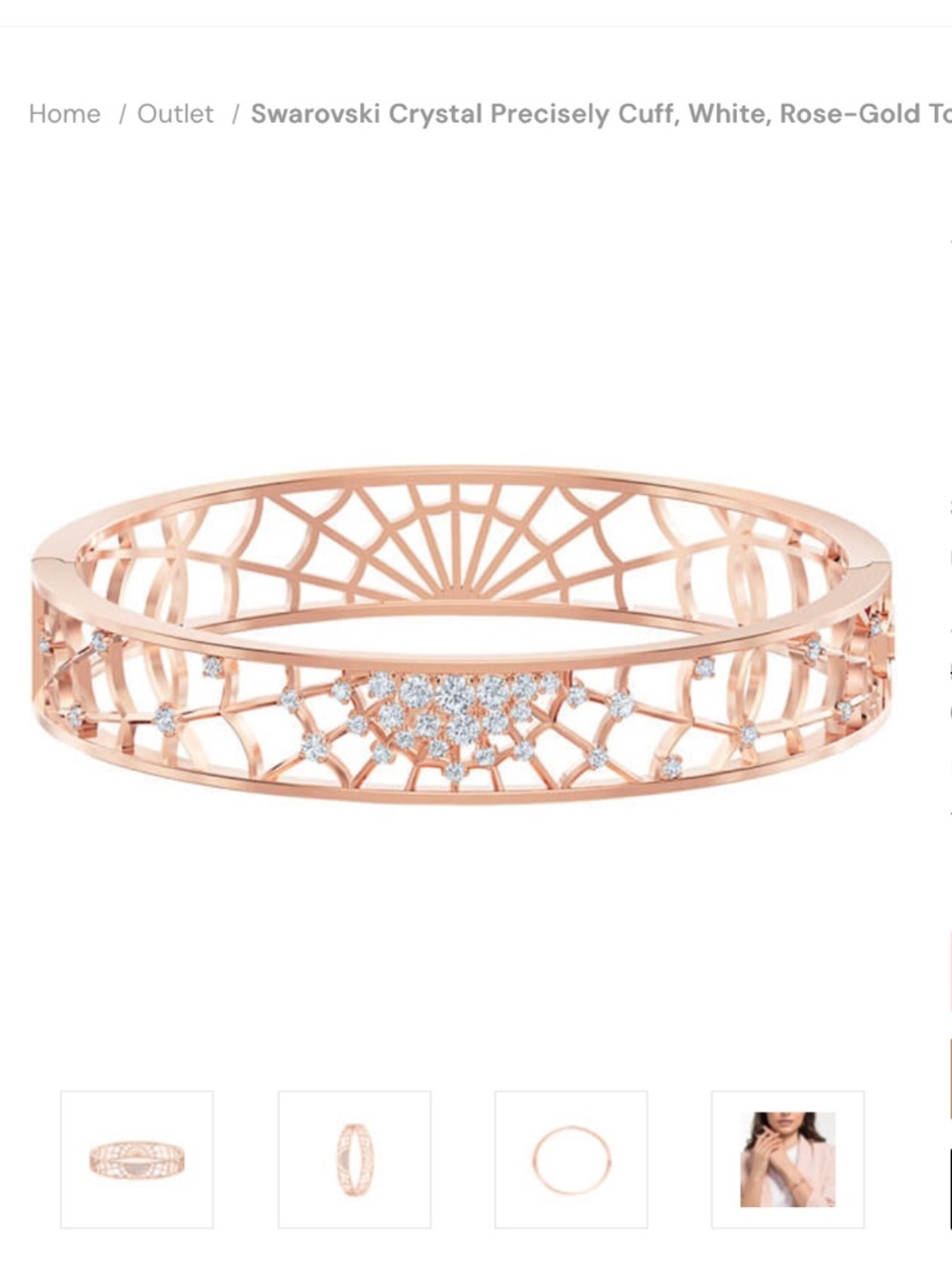 NWOT Swarovski Crystal Precisely Cuff, White, Rose-Gold Tone Plated